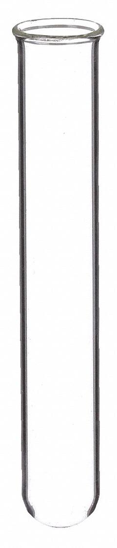KIMBLE Test Tube: 19 mL, Test Tube, 16 mm Body Dia, 125 mm Overall Ht, Colorless, Round (MPN 73500-16125). Key specifications — Graduated: No; Includes Closure: No; Body Color: Colorless; Brand: KIMBLE; Bottom Shape: Round.