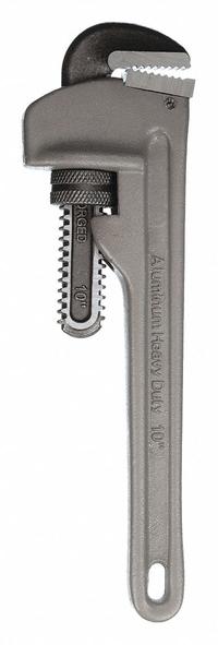 WESTWARD Pipe Wrench: Aluminum, 1 1/2 in Jaw Capacity, Serrated, 10 in Overall Lg, I-Beam (MPN 3MA10). Key specifications — attr309808: I-Beam; attr309815: Aluminum; attr324941: WESTWARD.