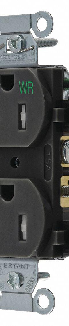 BRYANT Receptacle: Duplex, 5-15, Black, 125V AC, 15 A, 2 Pole / 3 Wire (MPN CBRS15BLKWRTR)