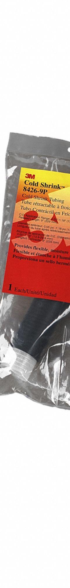 3M Cold Shrink Insulator: 1.94 in I.D. Before Shrinking, 0.95 in I.D. After Shrinking, 8 in Lg (MPN 8428-8). Key specifications — Color: Black; Material: EPDM Rubber.