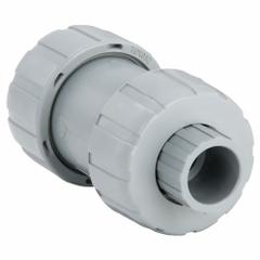 HAYWARD Check Valve: Ball, Inline Valve Body, CPVC, 1/2 in Pipe Size, True Union Socket/NPT, Std (MPN TC20050STE). Key specifications — Ball Material: CPVC; Brand: HAYWARD.