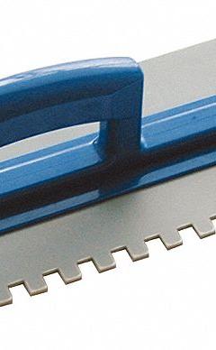 THERMOSOFT Plastic Trowel: 11 in Overall Lg, 5 1/2 in Overall Wd, Radiant Floor Heating Mats (MPN TRWL3838). Key specifications — Includes: 3/8 in Square Notch; Brand: THERMOSOFT; For Use With: Radiant Floor Heating Mats.