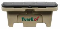 Storage Container: 20.8 in H, 6 cu ft, Brown, 33 1/2 in L x 48 in D x 20 1/2 in H, Lockable Lids (MPN 74055). Key specifications — Brand: TURFEX; Material: Plastic; Assembled: Assembled.