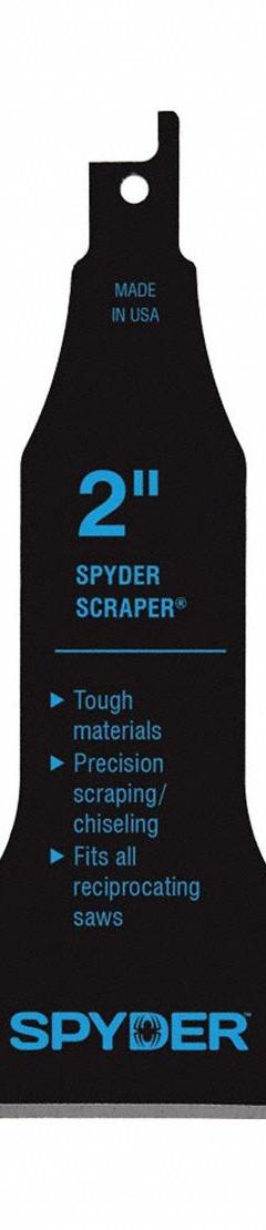 SPYDER Reciprocating Saw Scraper Attachment 2-Inch: Reciprocating Saw Compatible, Alloy Steel (MPN 00319). Key specifications — attr1170545: Alloy Steel; attr1179906: Reciprocating Saw; attr1179907: Reciprocating Blade; attr1190188: Spyder Scraper™; attr1170553: SPYDER.