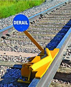 ALDON Rail Track Derailer: Derailer, Two-Way Hinged, 10 mph Speed - Max, Sign Included, Sign Holder (MPN 4014-20). Key specifications — attr1385012: ALDON; attr1385058: Derailer; attr1385021: Two-Way Hinged; attr1385034: Sign Holder.
