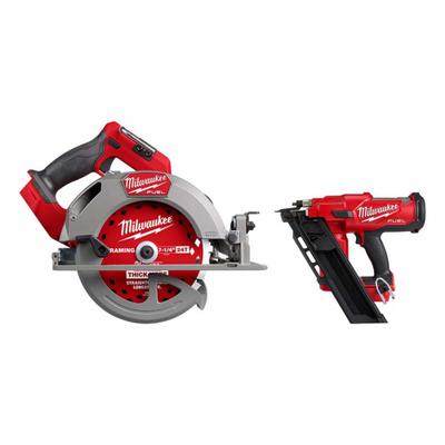 MILWAUKEE Circular Saw and Nail Gun: 2 Tools, Circular Saw/Nail Gun, 18 V DC Volt - Milwaukee 18V Cordless Tool Combination Kits