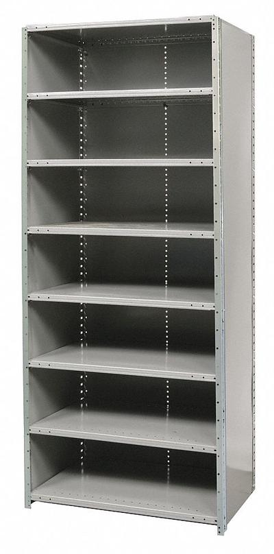 HALLOWELL Metal Shelving: Standalone, Medium-Duty, 48 in x 24 in, 84 in Overall Ht - Medium-Duty Standalone Closed Metal Shelving
