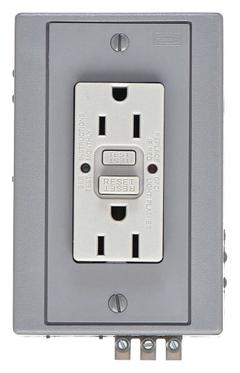 HUBBELL DIN Rail GFCI Receptacle: Duplex, 5-15, Gray, GFCI, 125V AC, 15 A, 2 Pole / 3 Wire (MPN DRUBGFI15)