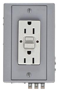 HUBBELL DIN Rail GFCI Receptacle: Duplex, 5-15, Gray, GFCI, 125V AC, 15 A, 2 Pole / 3 Wire (MPN DRUBGFI15)