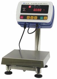 A&D WEIGHING Washdown Platform Scale: 20 7/8 in Weighing Surface Dp, 15 3/8 in Weighing Surface Wd (MPN SW-150KL). Key specifications — Connection Ports: RS-232C; Readability: 0.02 lb; Brand: A&D WEIGHING.