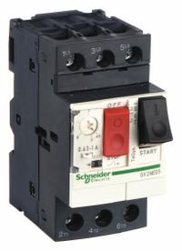 SCHNEIDER Manual Motor Starter: Non-Reversing, 3 Poles, 1 A, Thermal Protection, Push Button (MPN GV2ME05). Key specifications — Maximum Voltage Rating: 690V AC; Brand: SCHNEIDER; Thermal Units Required: None (Starter Includes Integrated Thermal Units); Frame Size (Width): 45mm.