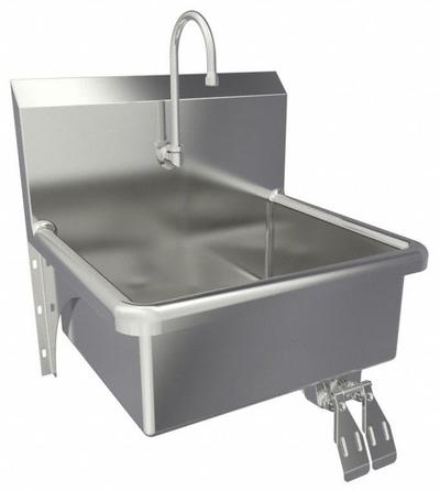 SANI-LAV Hand Sink: 1 Stations, 9 in Bowl Dp, 20 in Bowl Lg, 17 in Bowl Wd, Faucet Included - One-Station Wall-Mounted Hand Sinks with Faucets
