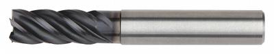 WIDIA HANITA Corner Radius End Mill: Carbide, AlTiN Coated, 5 Flute, 16 mm Mill Dia - Reduced-Neck Fast-Cutting Carbide Corner-Radius End Mills for Stainless Steel & Super Alloys