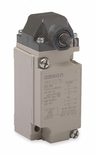 OMRON Plug-In Limit Switch: Roller Arm Plunger, Metallic, Momentary, Plug-In - Rotary-Motion Limit Switches without Levers