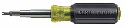 KLEIN TOOLS Multi-Bit Screwdriver: Phillips/Slotted/Square Tip, 11 Tips, 7 3/4 in Overall Lg - HVAC Multi-Bit Screwdrivers