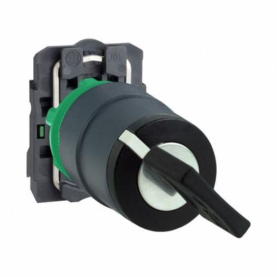 SCHNEIDER Selector Switch: 2 Position, 22 mm Panel Mounting Size, 1NO - Panel-Mounted Key Switches with Contacts