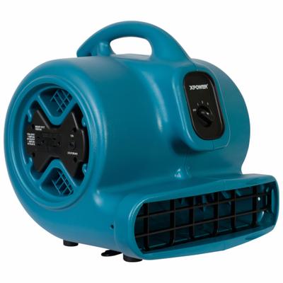 XPOWER Centrifugal Blower: 2,600 cfm, 1/3 hp, Fixed Frame, 115V AC, 3 Speeds, Blue - Portable Blowers
