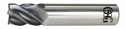 OSG Square End Mill: Carbide, EXO Coated, 5 Flute, 1/2" Mill Dia, 1-1/4" LOC - Fast-Cutting Carbide Square End Mills for Stainless Steel & Super Alloys