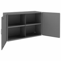 DURHAM MFG Storage Cabinet: 34 in x 12 1/2 in x 24 in, Solid, Swing Handle & Padlock Hasp, Gray (MPN 338-95). Key specifications — Duty Rating: Medium Duty; Cabinet Material: Steel; Assembled: Assembled; Cabinet Color: Gray; Brand: DURHAM MFG.