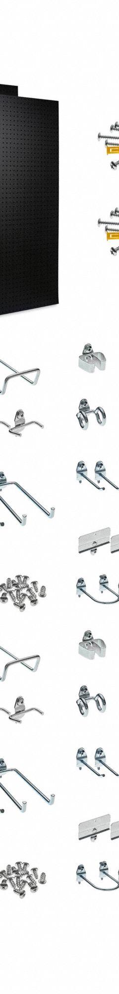 TRITON PRODUCTS Pegboard Panel Kit: Round, 1/4 in Peg Hole Size, 48 in x 24 in x 1/4 in, ABS, Black (MPN DB-4BK Kit). Key specifications — Material: ABS; Finish: Matte; Peg Hole Shape: Round; Includes: (4) Multi-Prong Tool Holder; Color: Black; Brand: TRITON PRODUCTS.