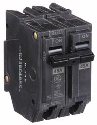 GE Miniature Circuit Breaker: THQL, 45 A, 120/240V AC, Single Phase, 10kA at 120/240V AC, Std (MPN THQL2145). Key specifications — Amps: 45 A; AC Voltage Rating: 120/240V AC; Phase: Single; Max. AIR Rating: 10kA at 120/240V AC; For Use With: Power Mark Gold Load Centers and AQ Lighting Panels.