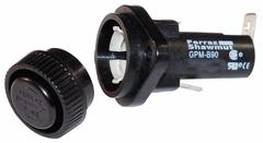 MERSEN Panel Mount Fuse Holder: For Fuse Size 13/32 in x 1 1/2 in, 1 Pole, 30 A Max, 600 V AC (MPN GPM-B90). Key specifications — Fuse Holder Termination Type: Right Angle 1/4 in Quick Connect; Fuse Holder Cap Style: Bayonet Knob; Brand: MERSEN.
