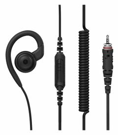 MOTOROLA Earpiece: Fits Motorola, For CLPe Series, Ear Hook, Push To Talk, Black, 1 Wires, Wired (MPN PMLN8077A). Key specifications — attr921014: 2.5 mm Standard; attr921008: CLPe; attr921002: Yes; attr920998: PMLN8077A; attr921012: MOTOROLA.