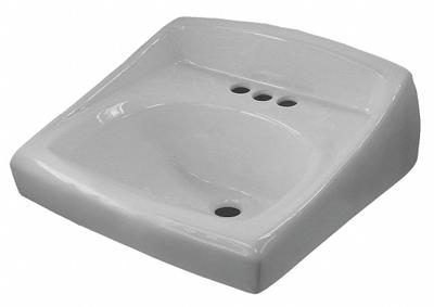 SLOAN Bathroom Sink: SS-3003, White, Ceramic, 20 3/4 in Overall Lg, 18 1/4 in Overall Wd - One-Station Wall-Mounted Bathroom Sinks without Faucets