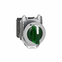 SCHNEIDER Selector Switch: 30 mm Panel Mounting Size, 3 Positions, Short Lever, 1NO/1NC, Metallic (MPN XB4FK133G5). Key specifications — AC Contact Rating: 6 A @ 120 V; Action: Maintained/Maintained/Maintained; Cam: No Cam Included; DC Contact Rating: 0.1 A @ 600 V; Hazardous Location Specification: Not Rated; Operator Head Material: Plastic; Operator Head Type: Short-Handled Knob; Operator Illumination: Illuminated.