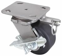 HAMILTON Plate Caster: Swivel, Total Lock, Nylon, 6 in Wheel Dia, 2 in Wheel Wd, Slot, Rectangle (MPN S-WH-6NYB-4SL-FB). Key specifications — Wheel Bearing Type: Ball; Wheel/Tread Color: Black; Brand: HAMILTON; Caster Type: Swivel with Total Lock.