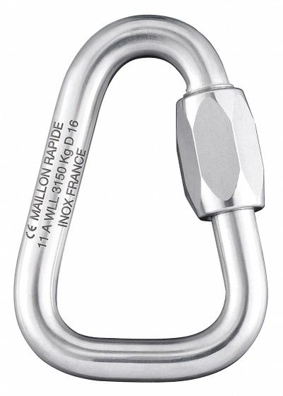 MAILLON RAPIDE Connecting Link: Quick Link, Stainless Steel, 2 15/16 in Overall Lg - Wide-Body Triangular Threaded Locking Connecting Links
