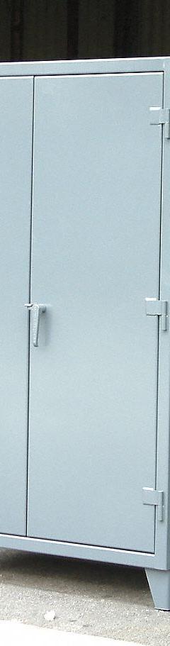 STRONG HOLD Storage Cabinet: 60 in x 30 in x 72 in, Swing Handle & Padlock Hasp, 12 ga Panel Thick (MPN 56-304). Key specifications — attr62698: Dark Gray; attr62736: Welded; attr87895: Legs; attr62693: Assembled; attr62737: Stationary; attr62694: Adjustable; attr62695: Baked Enamel; attr62696: Steel.