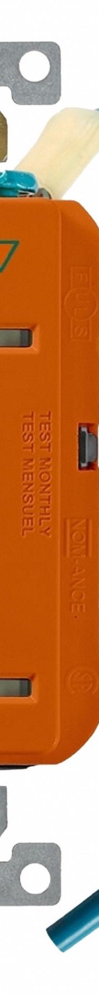 LEVITON GFCI Duplex Receptacle Outlet: Duplex, 5-20, Orange, GFCI, 125V AC, 20 A, 2 Pole / 3 Wire (MPN GFTR2-IGO)