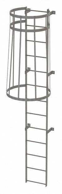 TRI-ARC Fixed Ladder with Safety Cage: 12 ft Overall Ht, 18 in Overall Wd, Steel, 13 Rungs (MPN WLFC1113). Key specifications — Brand: TRI-ARC; Assembly: Assembled; Number of Sections: 1.