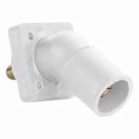 Single Pole Receptacle: White, Angled Taper Nose Mating, Threaded Stud Termination, 600V AC/600V DC (MPN 16R29-UW). Key specifications — Series: 16; Receptacle Gender: Male; Brand: LEVITON.