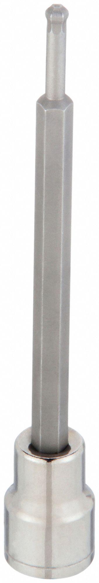 WESTWARD Socket Bit: 3/8 in Drive Size, Hex Tip, 7/32 in Tip Size, 4 3/4 in Overall Lg - Ball-End Hex Bit Sockets