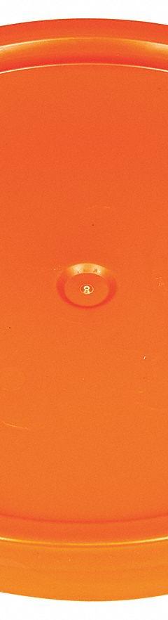 BASCO Pail Lid: Gasketed/Snap-On/Tear Tab, 12 1/4 in Overall Dia, Orange, Plastic, FDA Compliant (MPN ROP2100CVR-TT-OR). Key specifications — attr1265148: Not Rated; attr1188872: BASCO; attr1265149: 1H2/Y27/S; attr1188855: 55KZ01; attr1188854: Plastic.