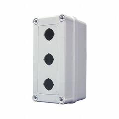 HOFFMAN Push Button Enclosure: 30mm, 3 Holes, Non-Metallic, NEMA 4X (MPN VM933-PBS3). Key specifications — attr211299: HOFFMAN; attr1043605: Washdown-Corrosion-Resistant.
