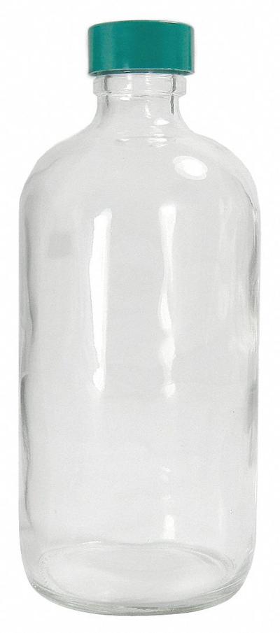 QORPAK Sampling Bottle: 240 mL, Colorless, 24-400, Urea, 108, Polyethylene/PTFE - Clear Narrow Mouth Round Glass Lab Bottles