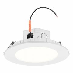 SYLVANIA Downlight: 6 in Dia, 1,200 lm, 2700K/5000K, 15 W, 120V AC, 2 11/16 in Overall Ht, White (MPN LEDMD6R1200ST9SC3TW 4/CS 1/SKU). Key specifications — Trim Color: White; LED Replacement For: 100W INC; Dimmable: Yes; Color Temperature: 2700K; Brand: SYLVANIA; Voltage: 120V AC.