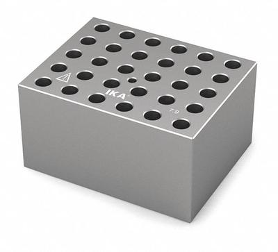 IKA Dry Block: Anodized Aluminum, 3 3/4 in Overall Wd, 3 in Overall Lg, 30 Wells - Dry Bath Blocks