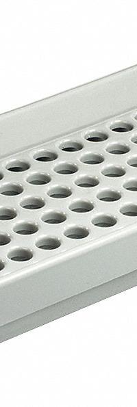 Tube Rack: 5 5/8 in Overall Wd, 2 1/4 in Overall Ht, 16 in Overall Lg, Polystyrene, White, Benchtop (MPN H18907-0000). Key specifications — Material: Polystyrene; Mounting Location: Benchtop; Color: White; Product Type: Test Tube Rack; Total Holding Capacity: (120) Places; Brand: SP SCIENCEWARE.