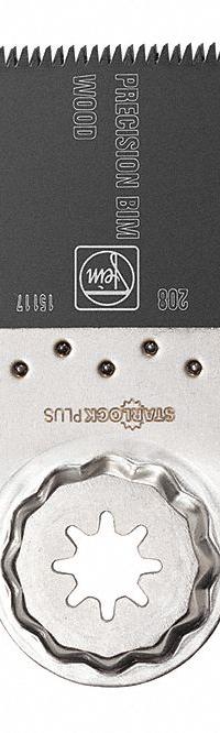 FEIN Oscillating Tool Blade: 2 1/2 in Blade Wd, 3 13/16 in Overall Lg, Precision Cutting, 3 PK (MPN 63502208270). Key specifications — attr1097473: Wood; attr1097476: FEIN; attr1097456: Precision Cutting.