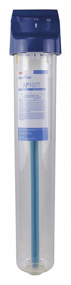 3M AQUA-PURE Water Filter Housing: 3/4 in, NPT, Female, 24 1/8 in Overall Ht, 4 5/8 in Overall Dia (MPN 5530008). Key specifications — Housing Material: Acetal/Isoplast; Housing Color: Clear; Brand: 3M AQUA-PURE.