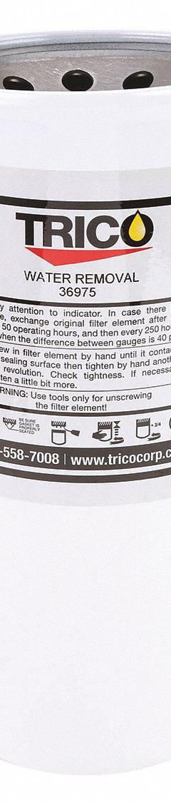 TRICO Hydraulic Filter Element: 60 gpm Max Flow Rate, 120 psi Max Pressure, Paper (MPN 36975). Key specifications — attr95884: 60RE45; attr98908: TRICO.