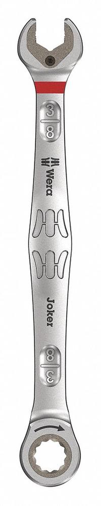 WERA Combination Wrench: Alloy Steel, Nickel Chrome, 3/8 in Head Size, 6 1/4 in Overall Lg (MPN 05073281001). Key specifications — attr309600: 3/8 in; attr309611: Nickel Chrome; attr309610: Alloy Steel; attr309604: Yes; attr309612: No; attr309613: No; attr309615: No; attr324932: WERA.