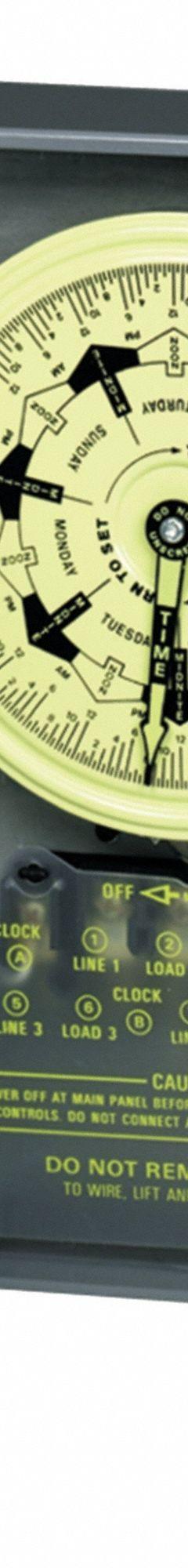 INTERMATIC Electromechanical Timer: 7 day, 120V AC, SPST, Mechanical (MPN T7401BC). Key specifications — Body Material: Metal; Indoor/Outdoor Usage: Indoor; Mounting Style: Surface; Brand: INTERMATIC.