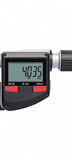 MAHR IP65 Ratchet Digital Micrometer: 0 in to 1 in /0 mm to 25 mm, Inch/Metric, IP65 (MPN 4157011). Key specifications — attr1182744: 0.00005 in/0.001 mm; attr1182751: Certificate of Inspection; attr1182776: IP65; attr1182741: MAHR; attr1182743: +/- 0.002 mm; attr1182759: Yes.