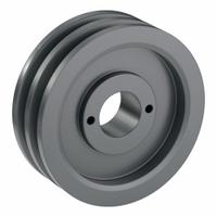 APPROVED VENDOR V-Belt Pulley: 2AK56, 2 Groove, 5.45 in OD, Bushed Bore, H/QT, Cast Iron (MPN 2AK56H). Key specifications — Pulley Industry Number: 2AK56; Pitch Diameter: 5.2 in (4L, A); For Belt Section (broad, with similar types): 4L, A, or AX.