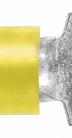 PANDUIT Fork Terminals: Yellow, Nylon, #6 Stud Size, 12 AWG – 10 AWG Wire Range, Std Fork, 600 V (MPN PN10-6F-L). Key specifications — Barrel Style: Insulation Grip; Manufacturer Part Number: PN10-6F-L; Brand: PANDUIT; Series: CT.